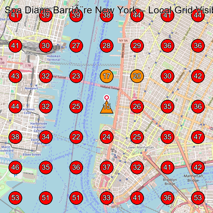 Spa Diane BarriÃ¨re New York GeoGrid visibility map for Spa And Health Club in New York